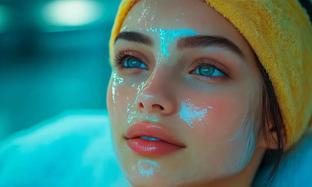 a woman with a yellow towel on her head, Chemical Peels In Fremont, CA by Ariba Medical Spa